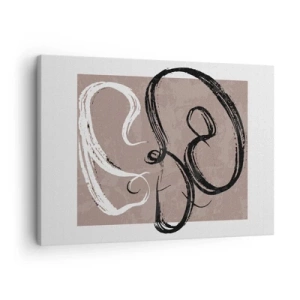Tablou pe pânză Canvas - Abstracție alb-negru pe un fundal bej - 70x50cm - Compoziția - căutarea plenitudinii - Decorațiune modernă pentru perete pentru living și dormitor ARTTOR