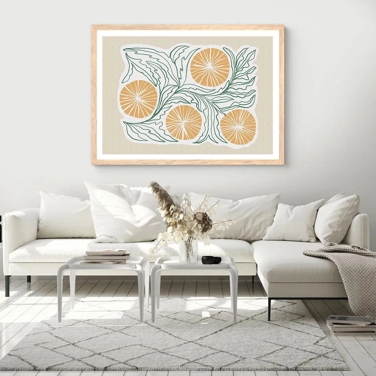 Poster în ramă de stejar deschis - Etnic cu o notă de abstracție - 70x50 cm