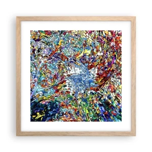 Poster în ramă de stejar deschis - Vitraliu de picături - 40x40 cm