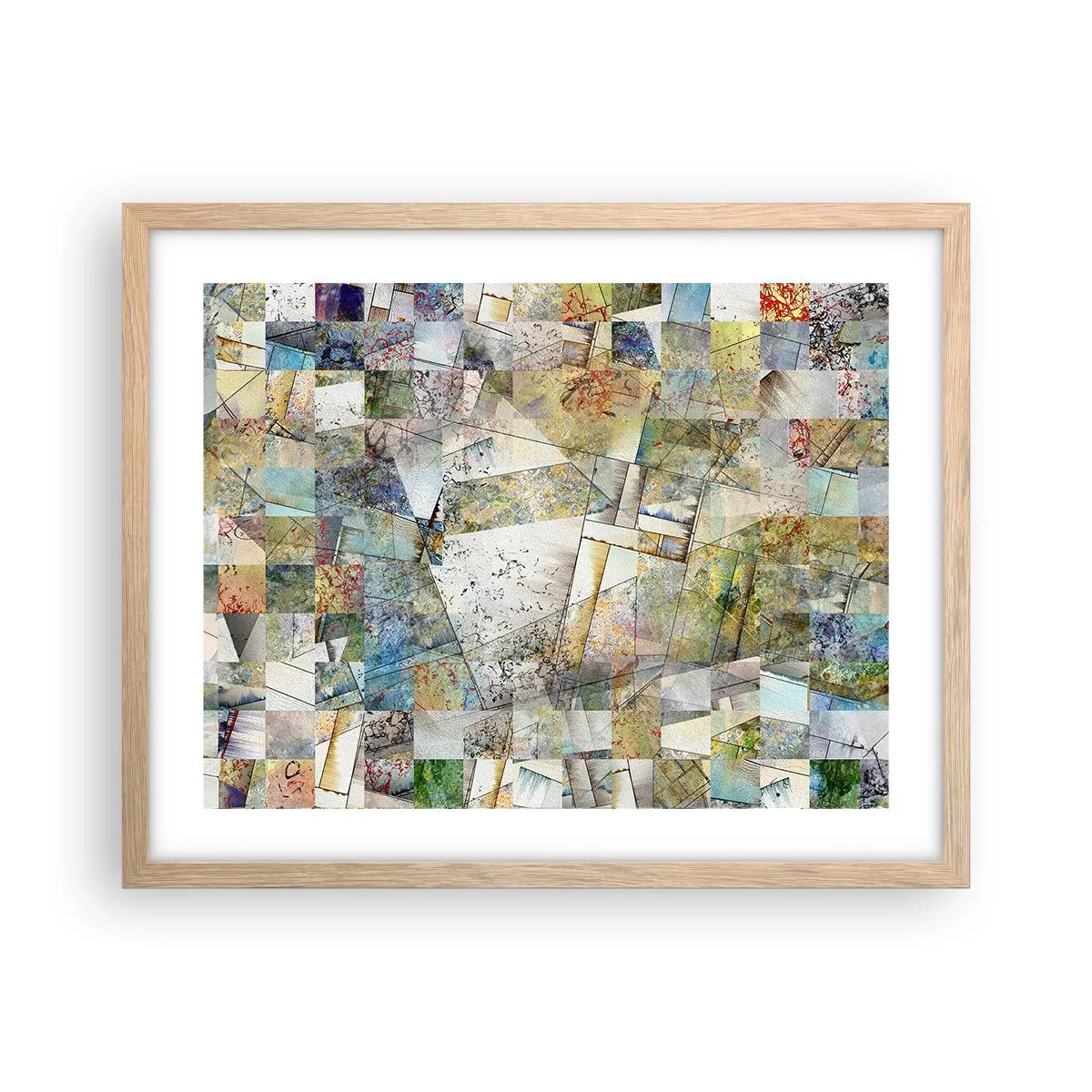 Poster în ramă de stejar deschis - Remaniere geometrică - 50x40 cm