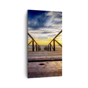 Tablou pe pânză - Direct la o plajă liniștită la apus de soare - 45x80 cm