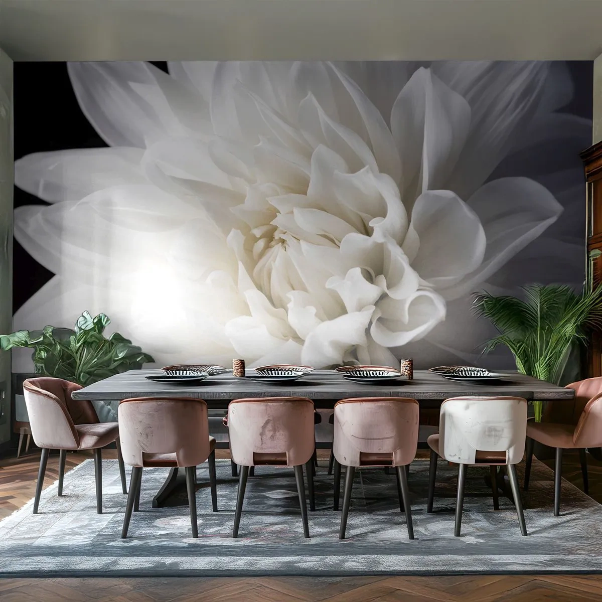 Tapet Standard Eco - Dimineața miresei - Floare, Dalie, Natură - 300x210 cm