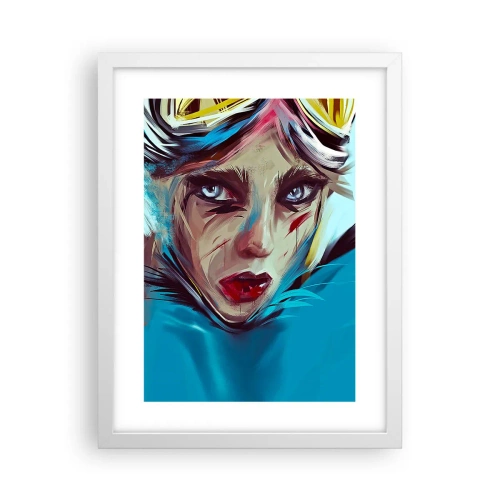 Poster în ramă albă - Războinica de drum - 30x40 cm