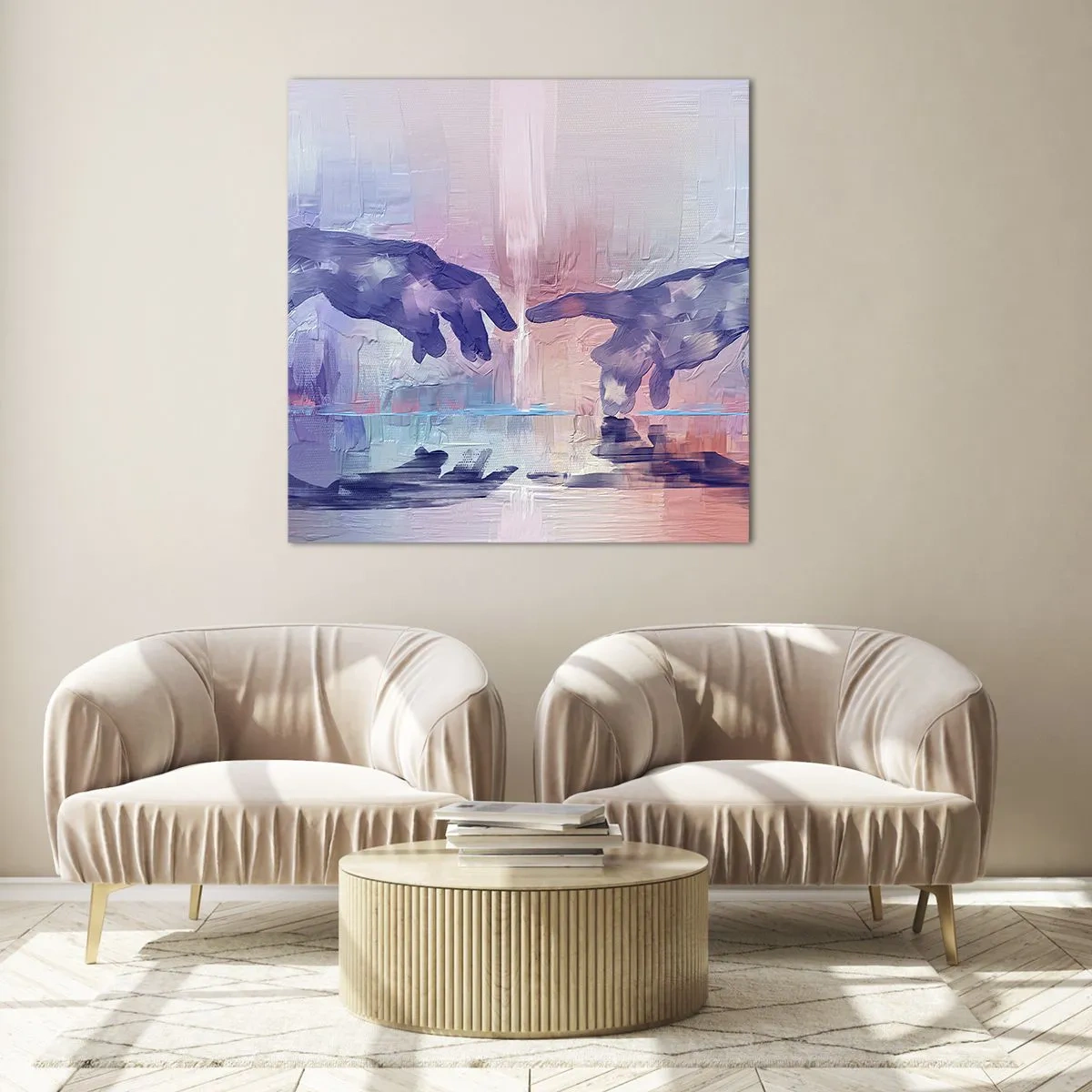 Tablou pe sticlă - Scânteia divină a vieții - 70x70 cm