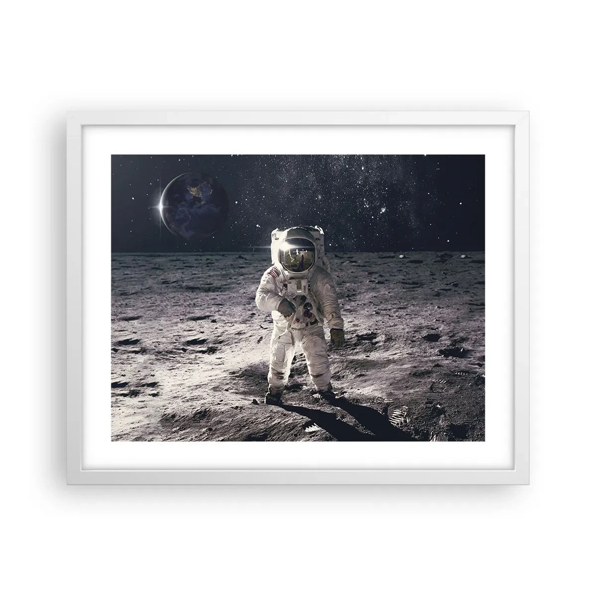 Poster în ramă albă - Salutări de pe Lună - 50x40 cm
