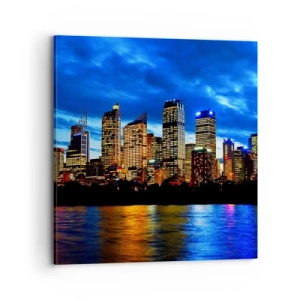 Tablou pe pânză - O noapte de lumini și culori - 70x70 cm