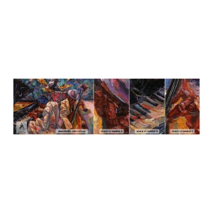 Mostră tapet autocolant Deluxe Sticker - Într-un ritm - Muzică, Jazz, Contrabas - 100x30 cm