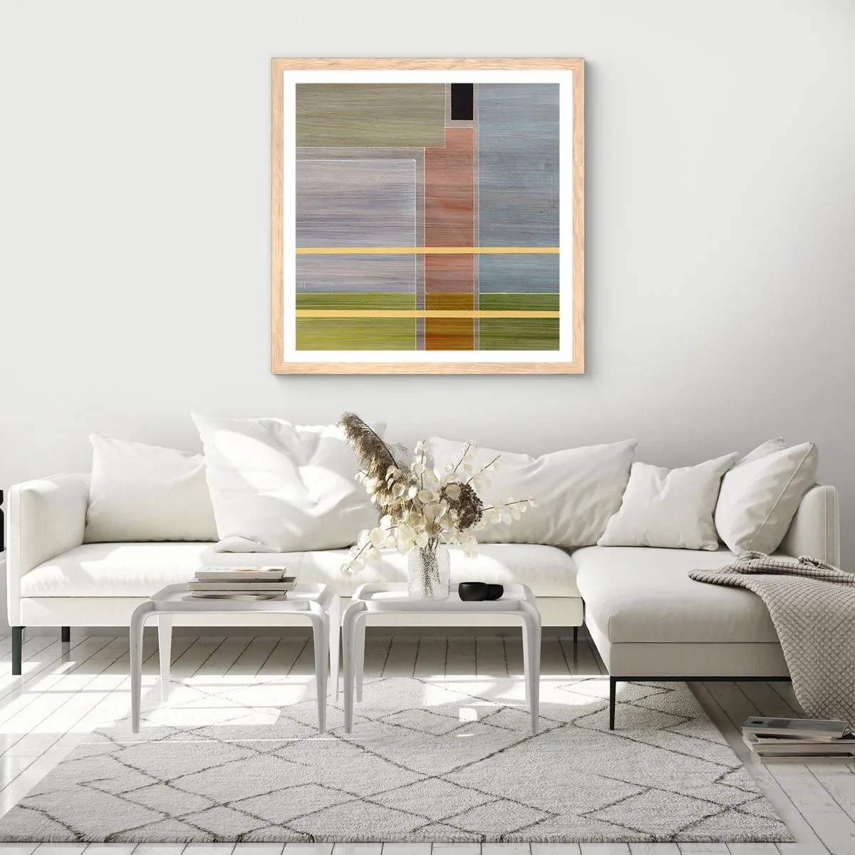 Poster în ramă de stejar deschis - Drept și liniștit - 40x40 cm