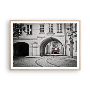 Poster în ramă de stejar deschis - Printr-un labirint urban - 100x70 cm