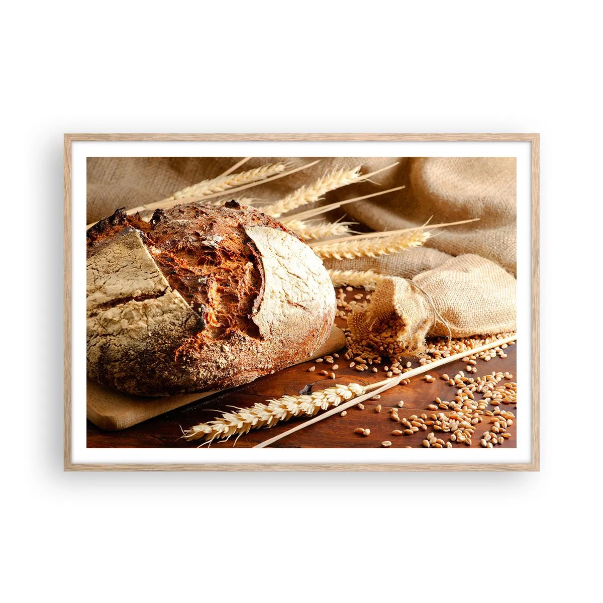 Poster în ramă de stejar deschis - Apetisantă, parfumată, crocantă - 100x70 cm