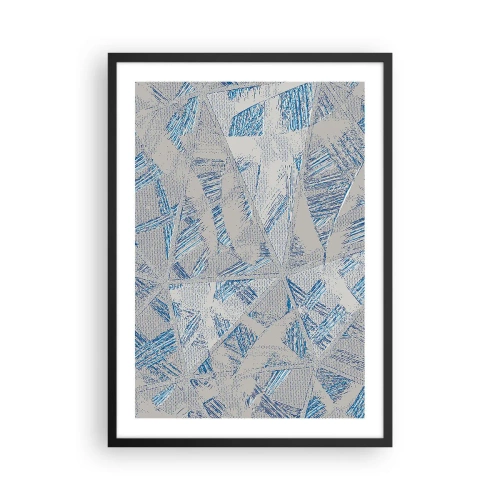 Poster în ramă neagră - Abstracție geometrică în nuanțe de albastru și gri - 50x70cm - Într-un labirint de gri-albastru - Decorațiune modernă pentru perete pentru living și dormitor ARTTOR