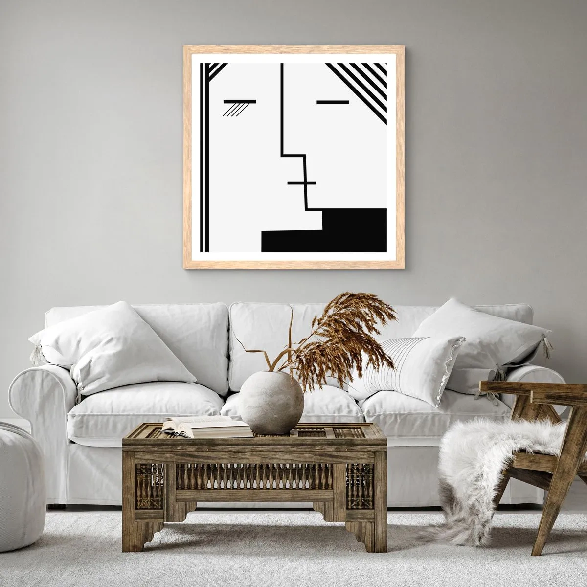 Poster în ramă de stejar deschis - Doar un sărut - 50x50 cm