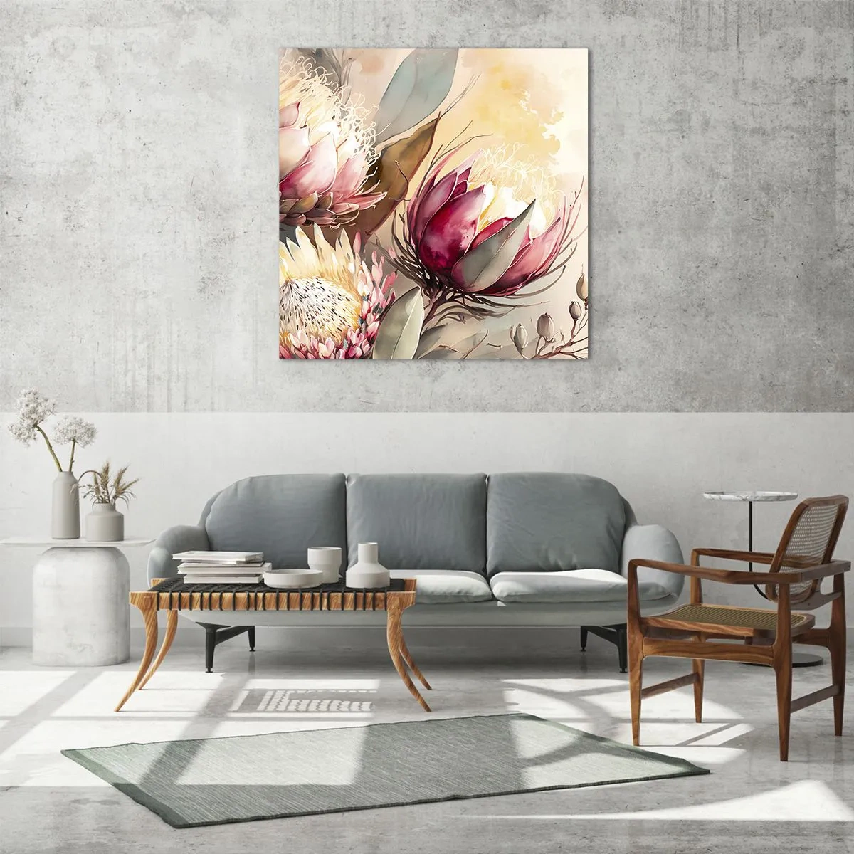 Tablou pe sticlă - Profil și en face - 50x50 cm