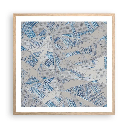 Poster în ramă de stejar deschis - Într-un labirint de gri-albastru - 60x60 cm