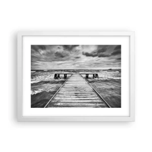 Poster în ramă albă - Aștept ca vântul să fugărească... - 40x30 cm