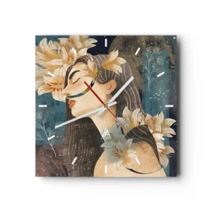 Ceas de perete - Ceas pe sticlă - Povestea prințesei cu crini - 30x30 cm