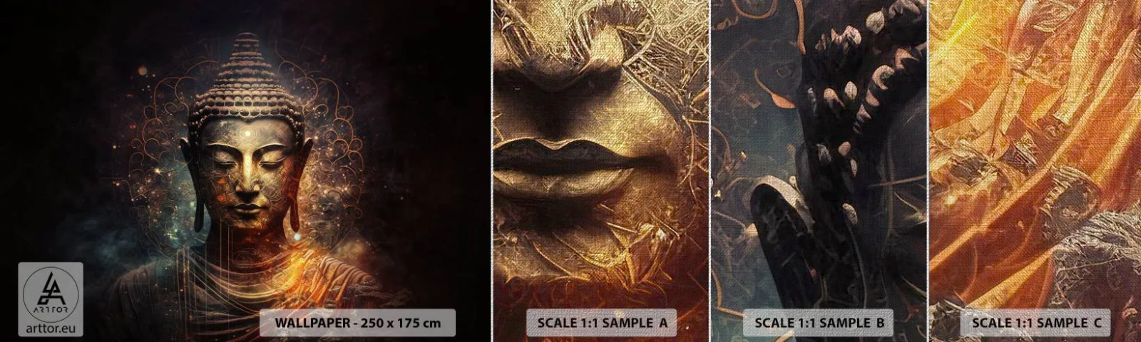 Mostră tapet Premium Canvas - Echilibru spiritual - Buddha, Meditaţie, Religie - 100x30 cm