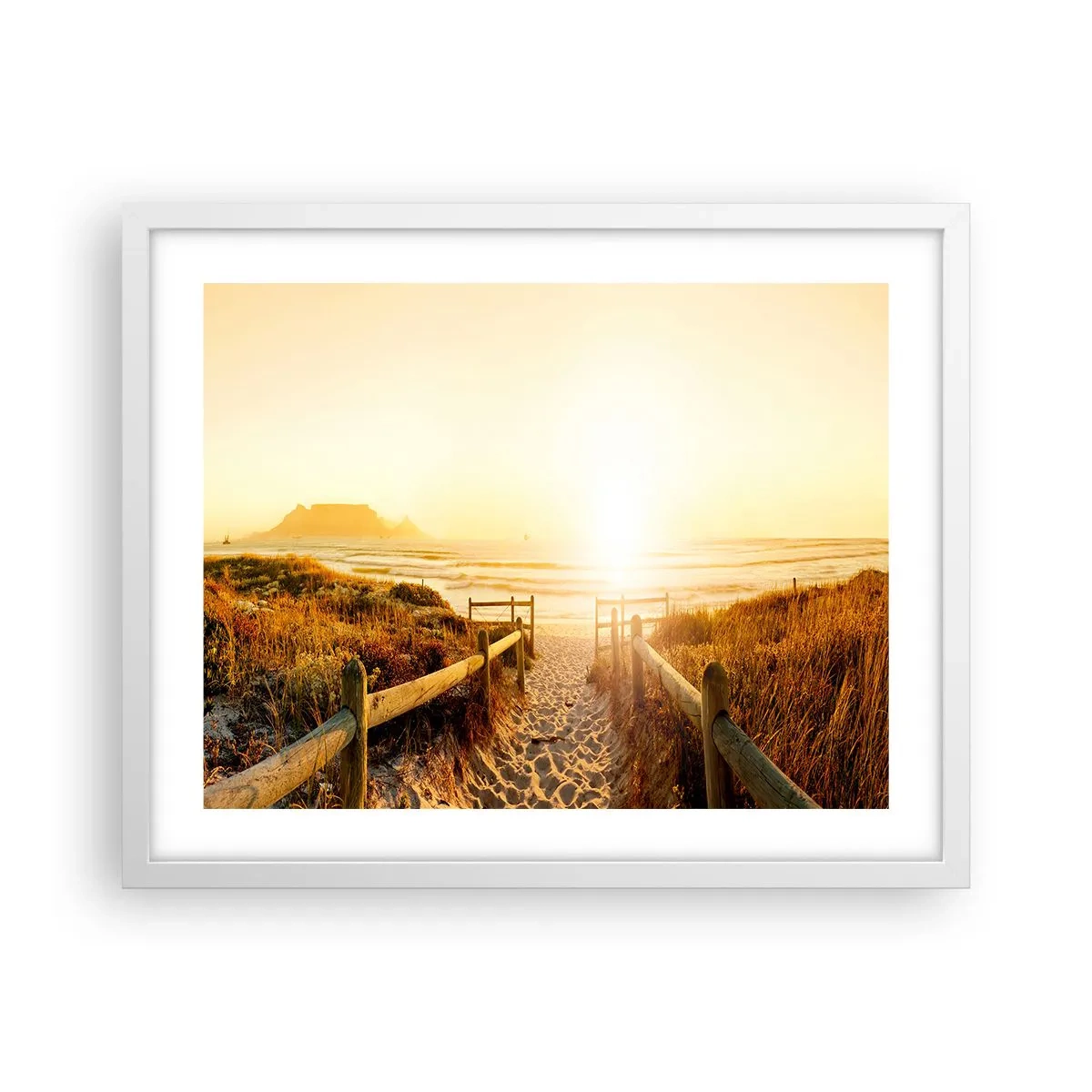 Poster în ramă albă - Prin dune spre soare - 50x40 cm