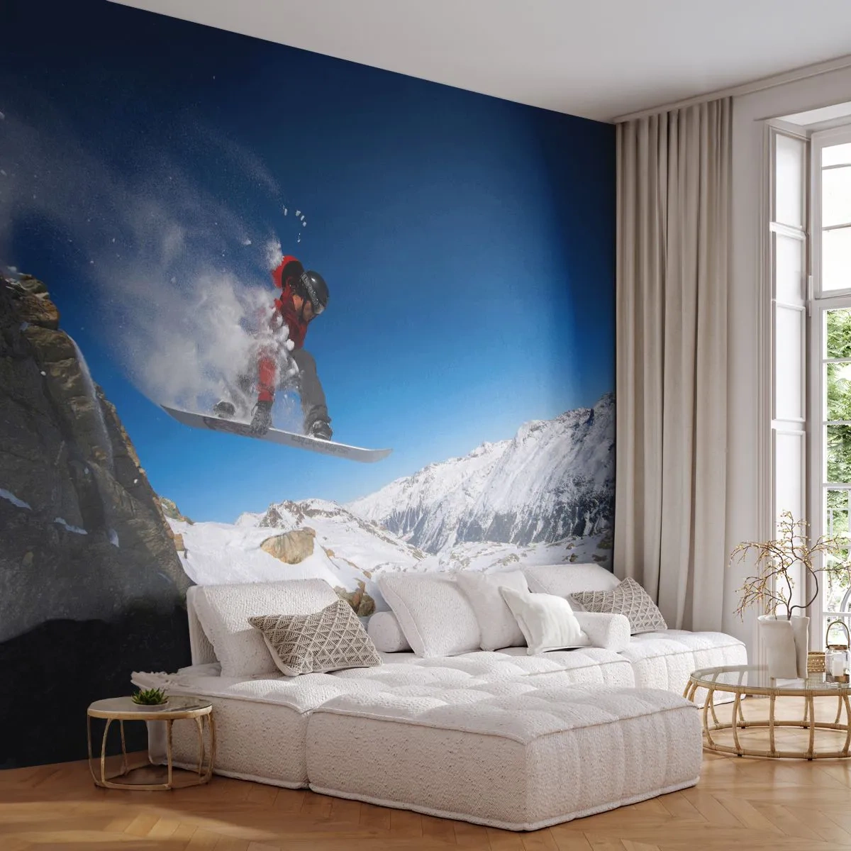 Tapet Premium Canvas - Și ai devenit parte din spațiul - Peisaj, Snowboarding, Sport - 250x175 cm