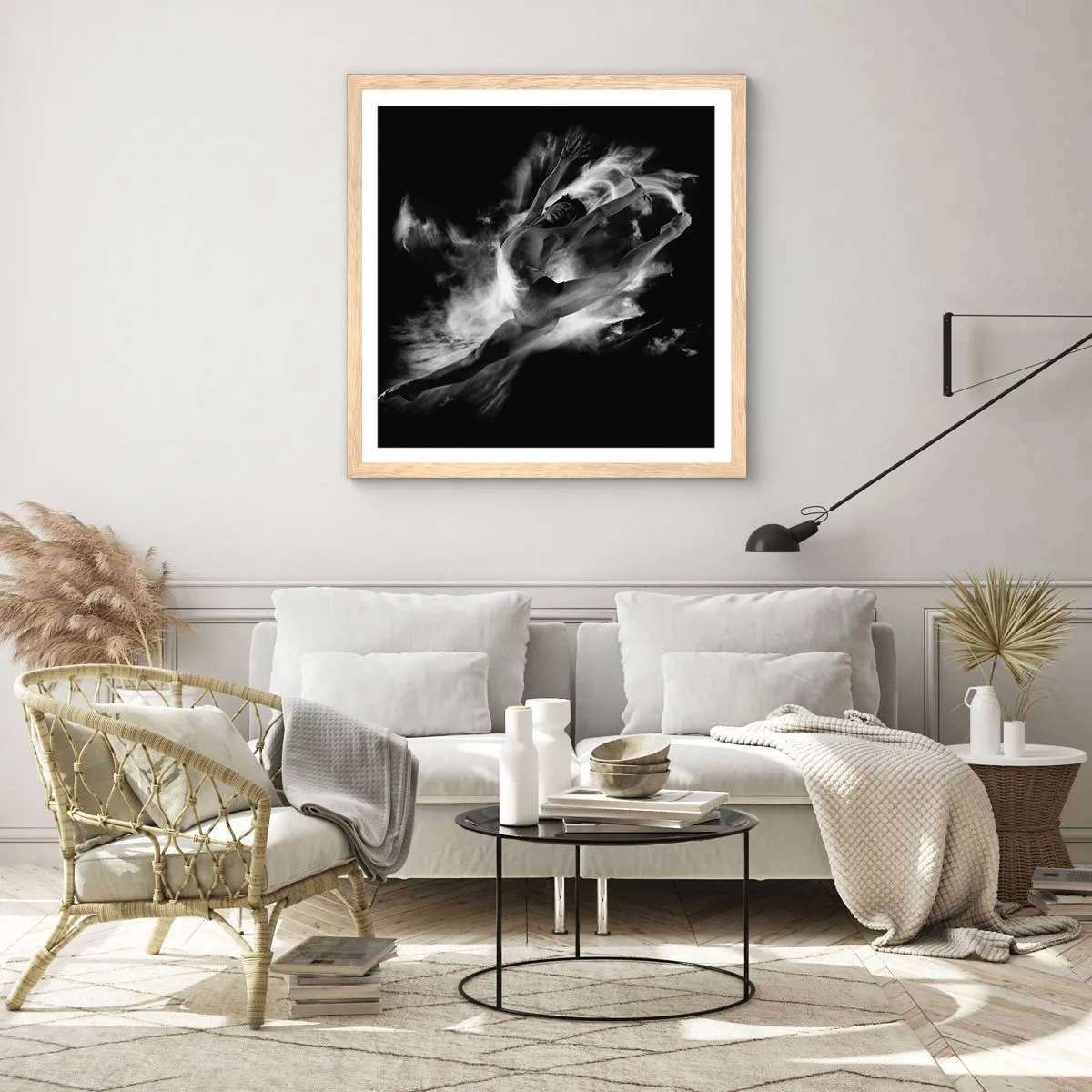 Poster în ramă de stejar deschis - Oprit în zbor - 40x40 cm