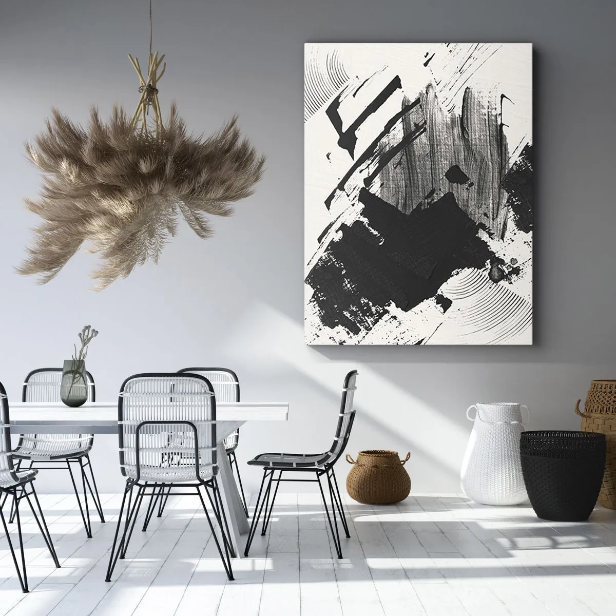 Tablou pe pânză - Abstracție - expresie de negru - 50x70 cm