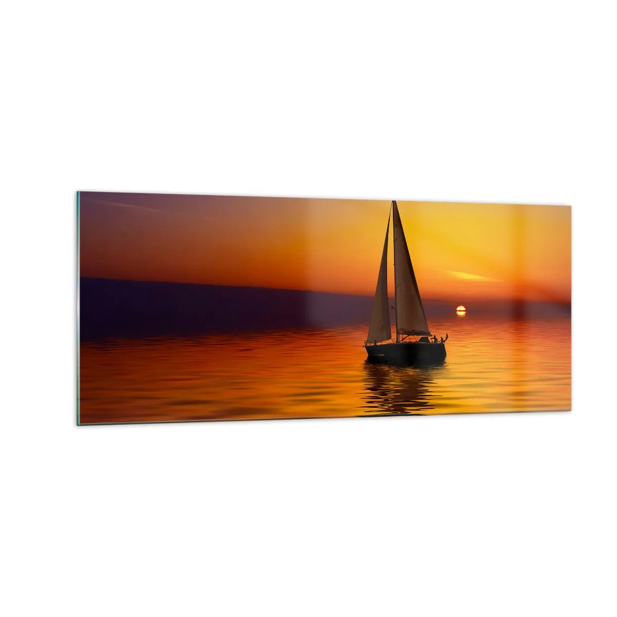 Tablou pe sticlă - Ce liniște e aici la amurg... - 100x40 cm