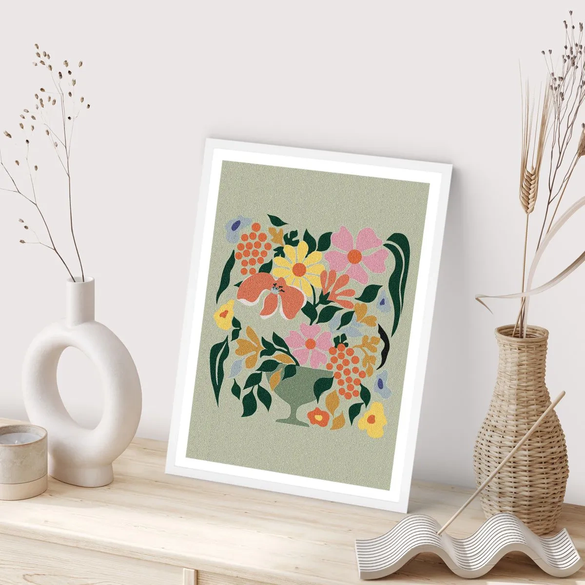 Poster în ramă albă - Buchet plin de viață - 50x70 cm