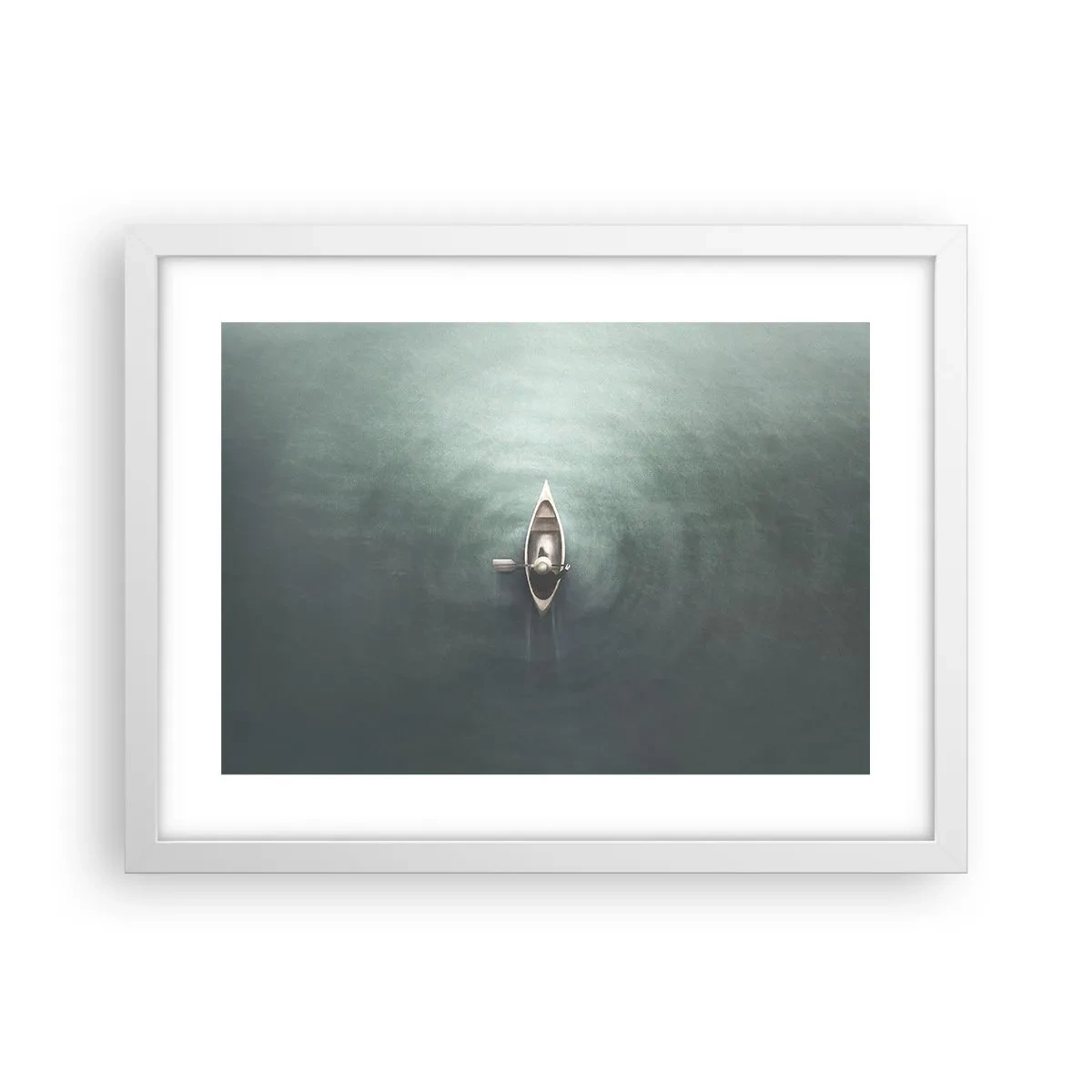 Poster în ramă albă - Peste lacul luminat de lună - 40x30 cm