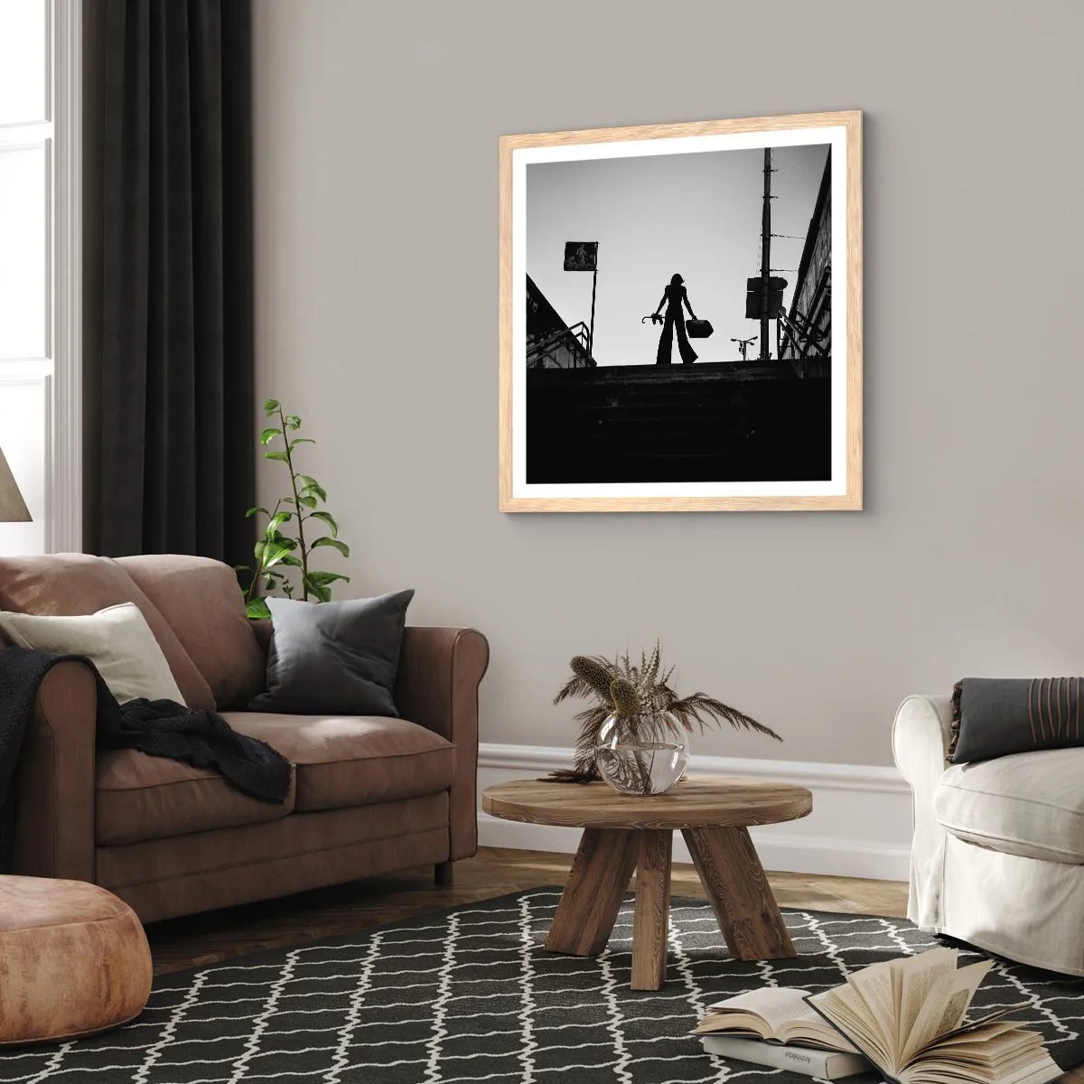 Poster în ramă de stejar deschis - Rătăcire urbană - 30x30 cm