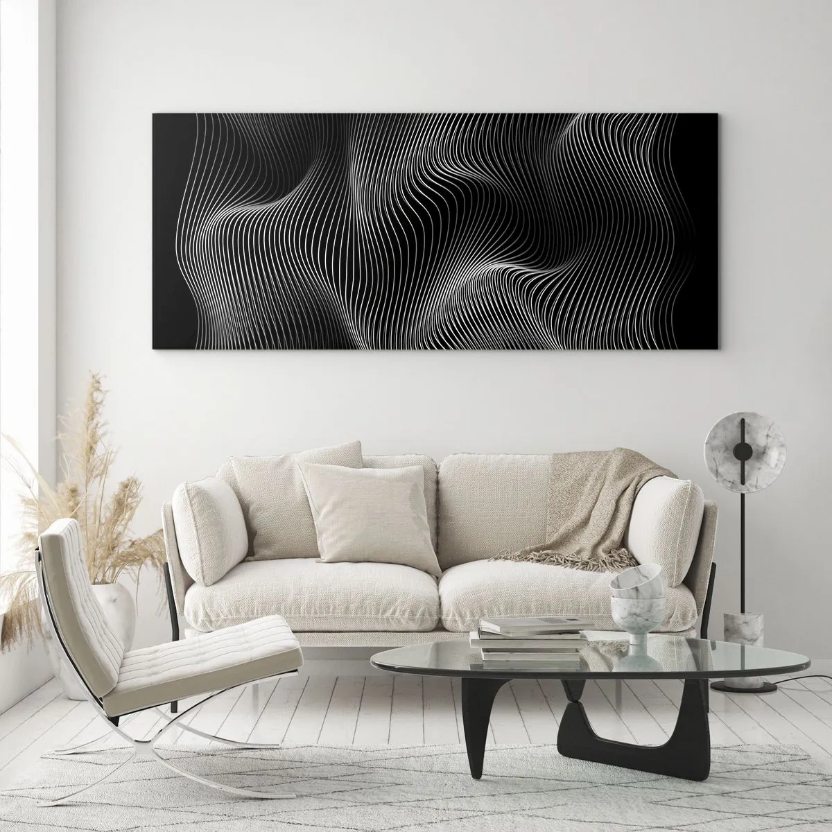Tablou pe sticlă - Dansul luminii în spațiu - 100x40 cm