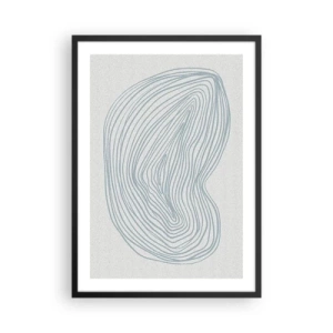 Poster în ramă neagră - O abstracție minimalistă cu un model liniar în nuanțe de albastru. - 50x70cm - Zâmbet de picături - Decorațiune modernă pentru perete pentru living și dormitor ARTTOR