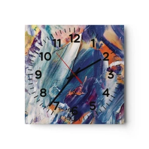 Ceas de perete - Ceas pe sticlă - Confuzie de culori - 30x30 cm