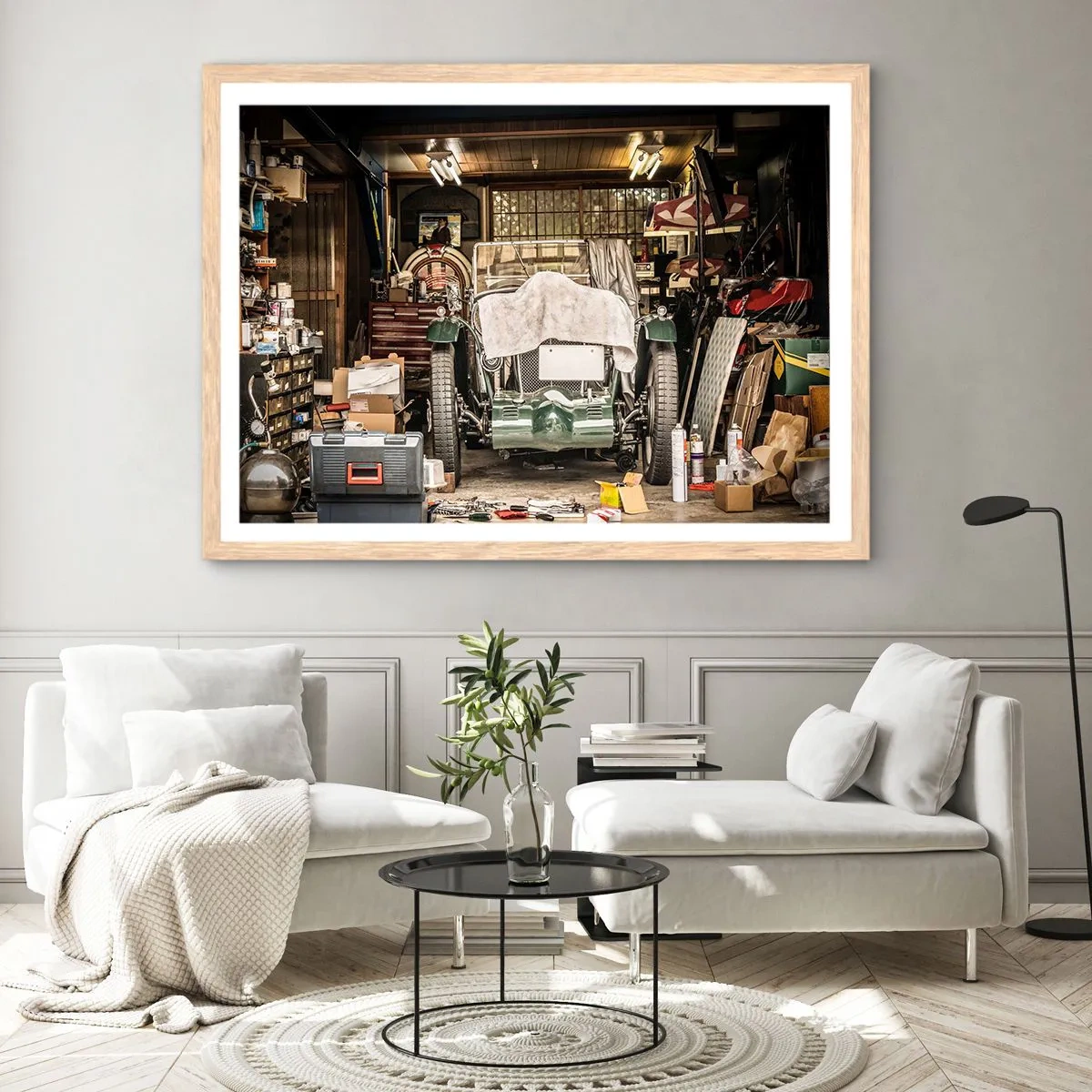 Poster în ramă de stejar deschis - Înapoi în trecut - 40x30 cm