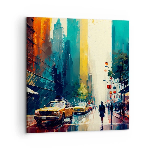 Tablou pe pânză - New York - aici și ploaia este colorată - 50x50 cm