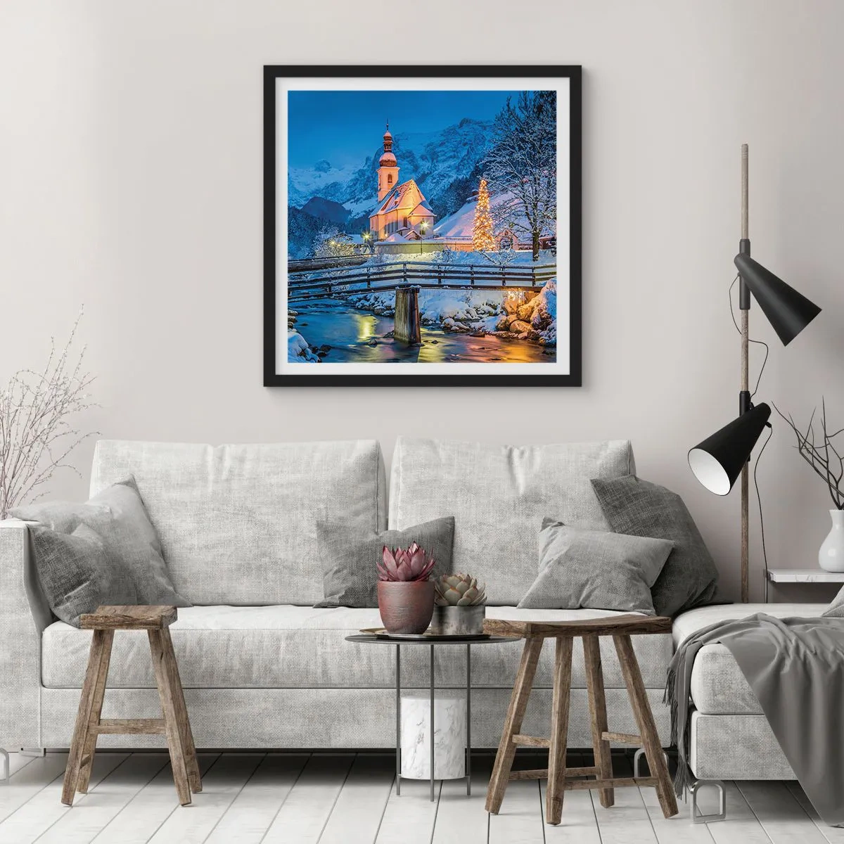 Poster în ramă neagră - Spiritul Crăciunului - 30x30 cm