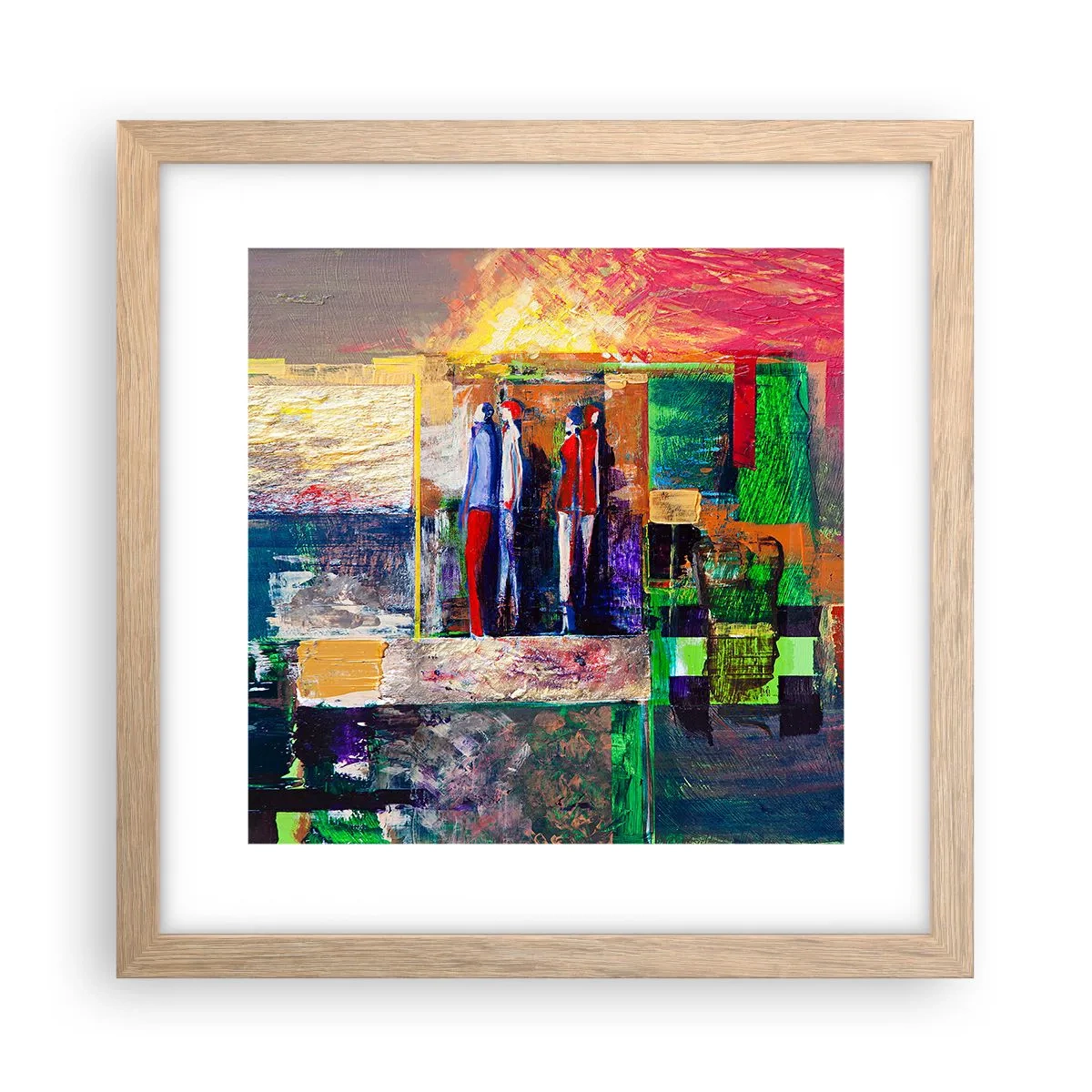 Poster în ramă de stejar deschis - Relații și emoții - 30x30 cm