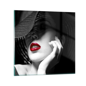 Tablou pe sticlă - Studiu în stacojiu - 50x50 cm