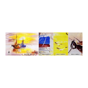 Mostră tapet Premium Sand - O binemeritată odihnă în port - Barca de pescuit, Pescuit, Păsări - 100x30 cm