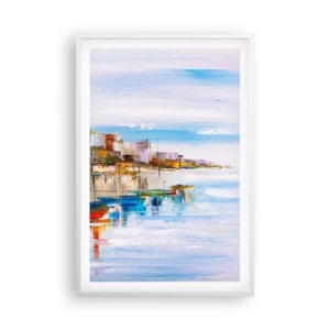 Poster în ramă albă - Port urban multicolor - 61x91 cm