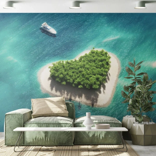 Tapet Premium Sand - Iubesc vara - Peisaj, Insula În Ocean, Iaht - 200x140 cm