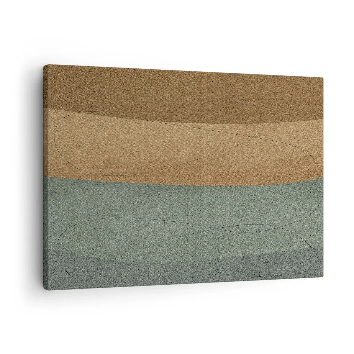Tablou pe pânză Canvas - Compoziție abstractă în tonuri naturale de pământ - 70x50cm - Compoziție orizontală - Decorațiune modernă pentru perete pentru living și dormitor ARTTOR
