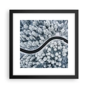 Poster în ramă neagră - Prin pădurea de iarnă - 30x30 cm