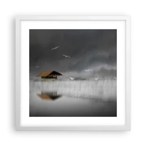 Poster în ramă albă - Adăpost de ploaie - 40x40 cm