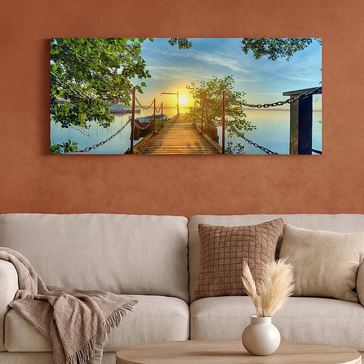 Tablou pe pânză - Apusul la malul apei - 30x30 cm