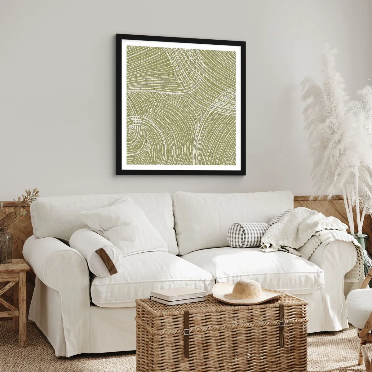 Poster în ramă neagră - Abstracție complicată în alb - 30x30 cm