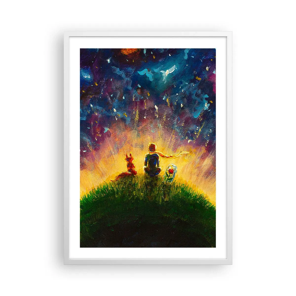 Poster în ramă albă - Dragoste și prietenie - întreaga lume - 50x70 cm