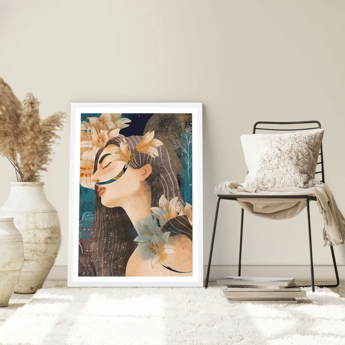 Poster în ramă albă - Povestea prințesei cu crini - 61x91 cm