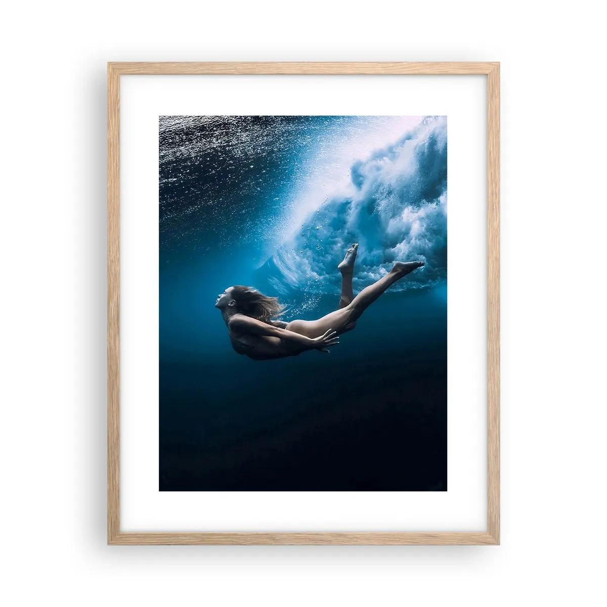 Poster în ramă de stejar deschis - Sirena modernă - 40x50 cm