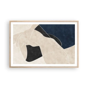 Poster în ramă de stejar deschis - Compoziție abstractă - contrast de culori - 91x61 cm