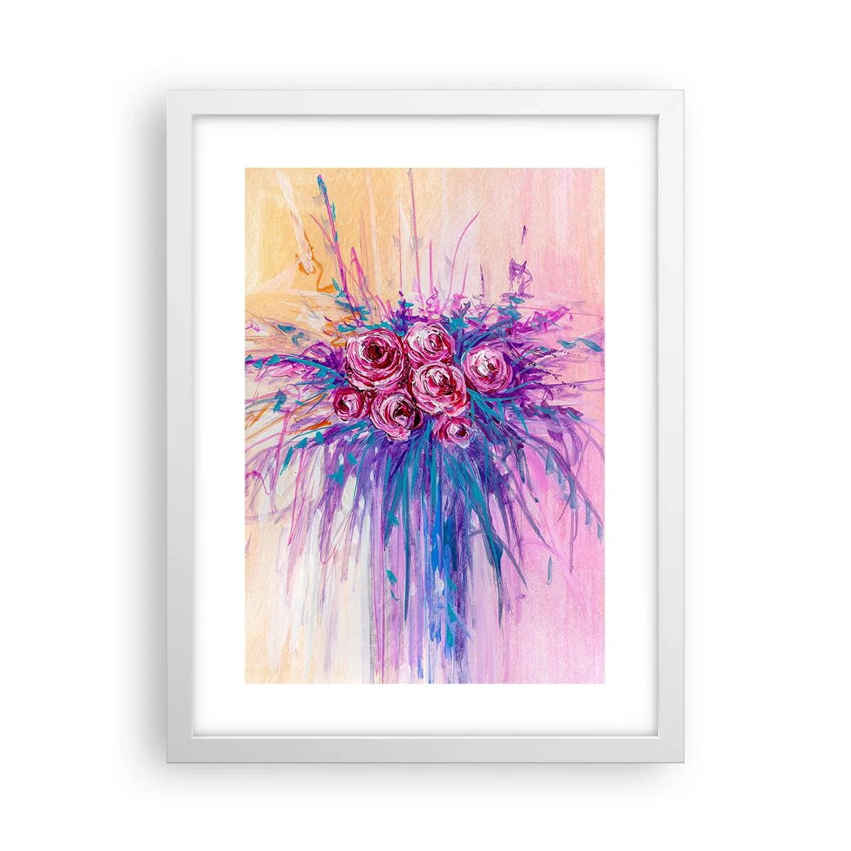 Poster în ramă albă - Fântână de trandafiri - 30x40 cm